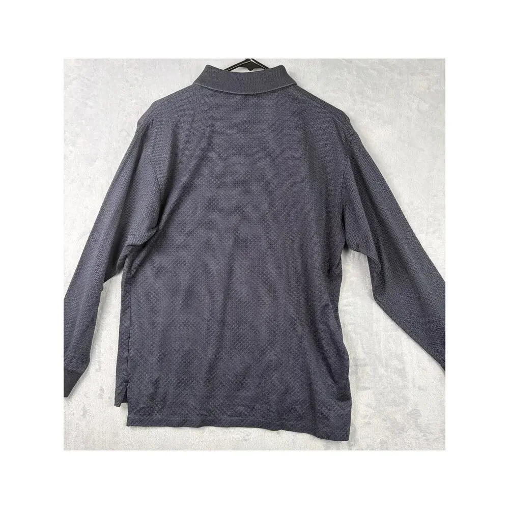 Burberry’s Blue Textured Polo - Size S - Long Sleeve Classic Luxury Style - Picture 7 of 8